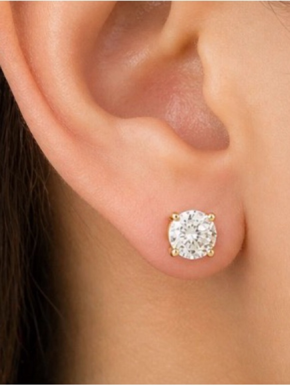 4tcw 14k Gold/White Gold Stud Earrings -Screw Back - Picture 3 of 9